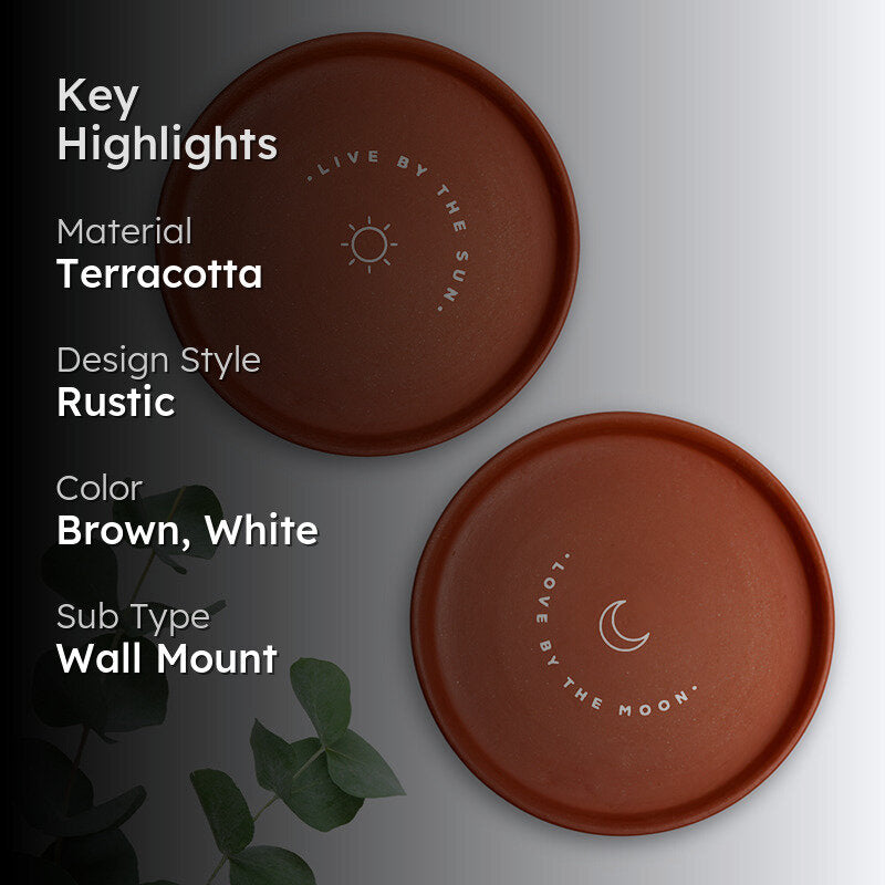 Sun & Moon Terracotta Wall Plate - Set Of Two media 2
