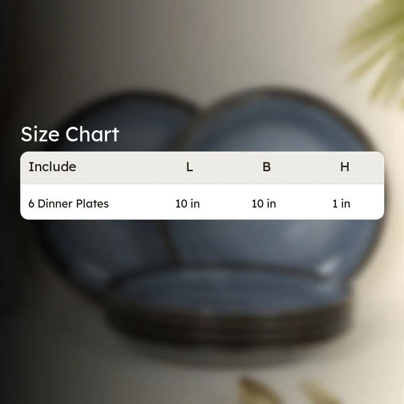 Ceramic Dinner Plates (Denim Blue) - Set Of Six media 8