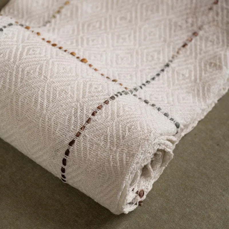 Urban Space Diamondline Geometric Cotton Throw - White media 3
