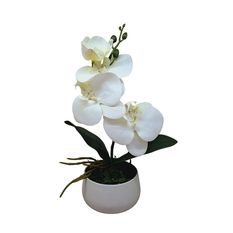 Premium Artificial Orchid Flower Bunch - White media 5