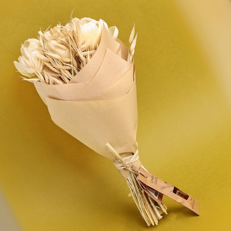Rose Éterne Dried Flower Bouquet - Beige media 4