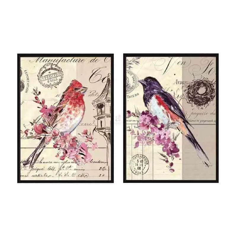 Splattered Blue Birds Canvas Wall Art - Set Of Two media 3