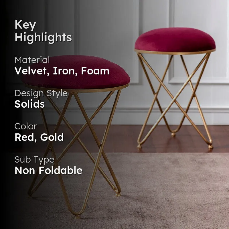 Jada Velvet Stool (Red) - Set Of Two media 2