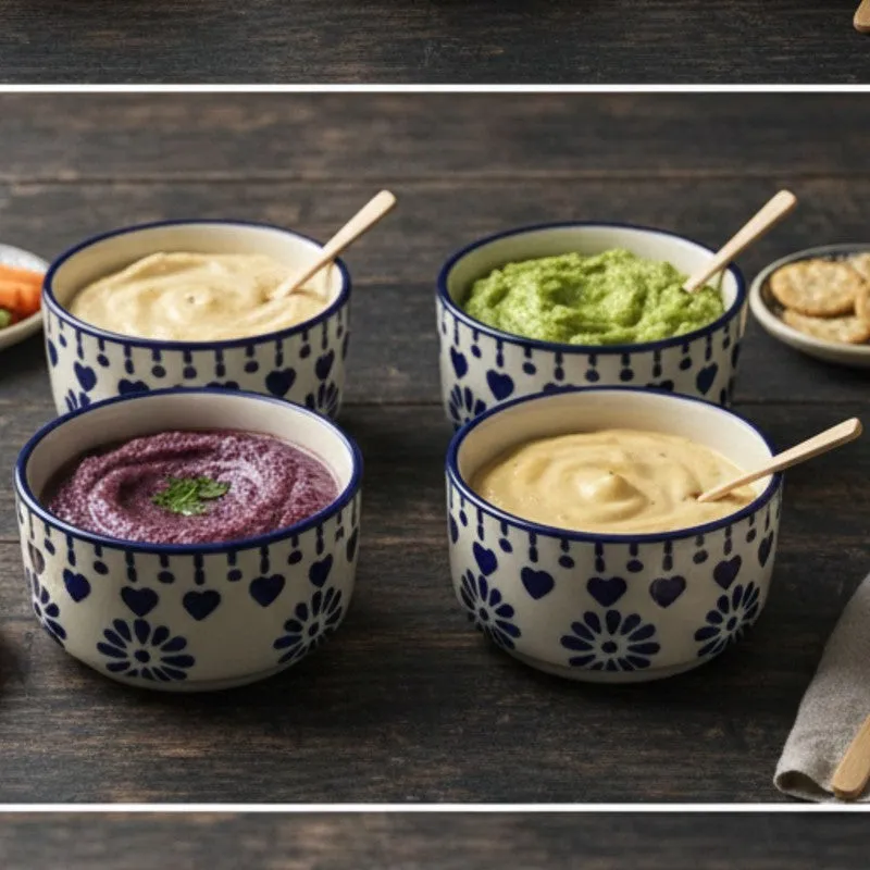 UrbanSip Ceramic Dip Bowls (Blue,White ,40 mL Each) - Set Of Four media 3