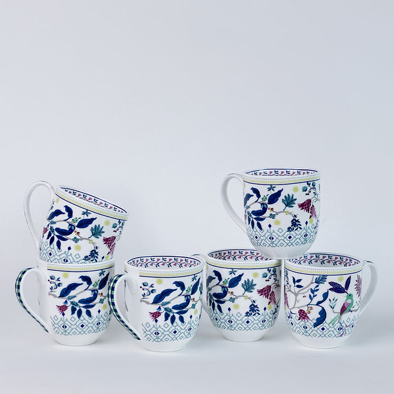 Magique: Parrot Tulip Garden Fine China Mug (200 mL Each) - Set of Six media 4