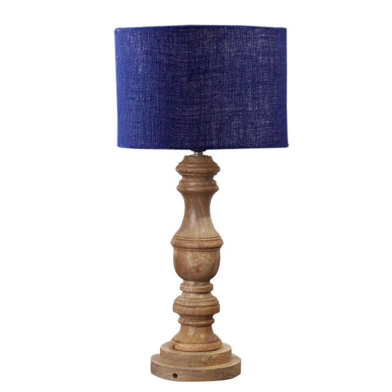 Sienna I Carve Wooden Table Lamp - Blue,Brown media 6