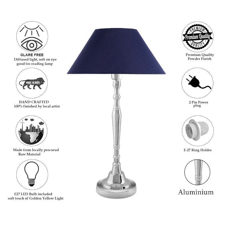 Zenith Glow Fabric Table Lamp - Silver,Blue media 7