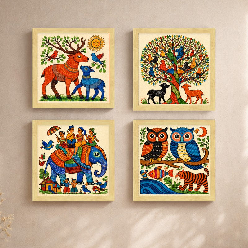 Colorful Tribal Folk Paper Wall Art - Set Of Four media 5