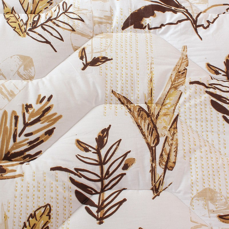 Neutral Leaf Cotton Comforter - 350 GSM media 5