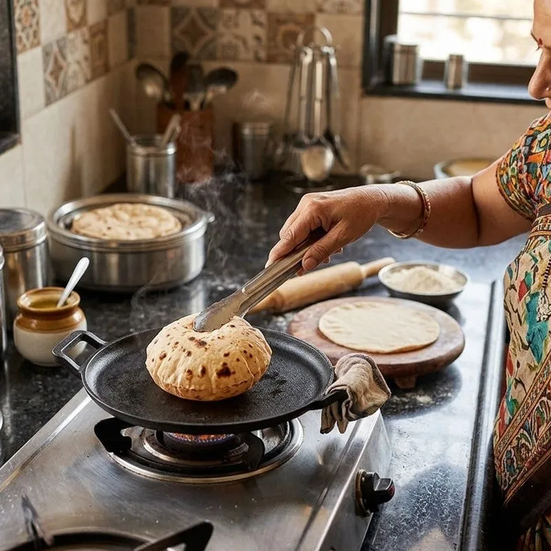 Chapati Craft Cast Iron Roti Tawa - Black media 9