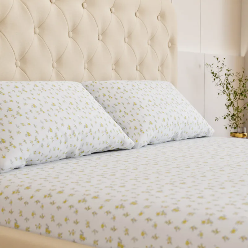 Wildflower Floral Cotton Bedsheet (Yellow) - 180 TC media 3