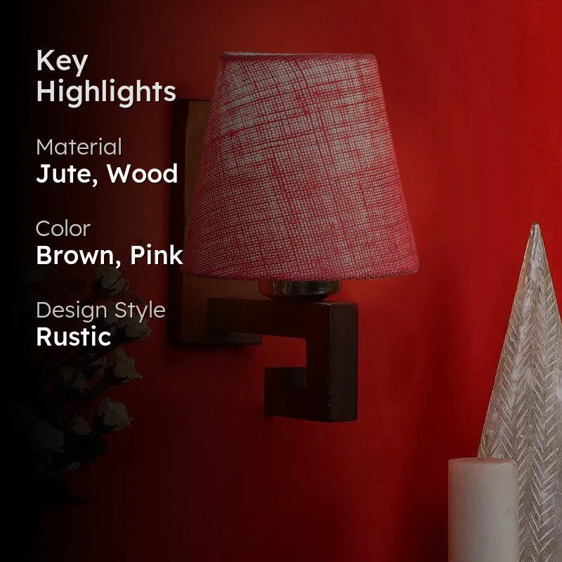 Rosy Conical Wooden Wall Lamp media 2
