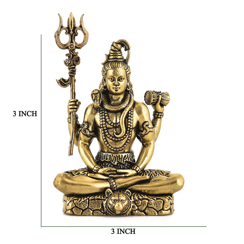Blessed Bholenath Brass Idol - Gold media 7