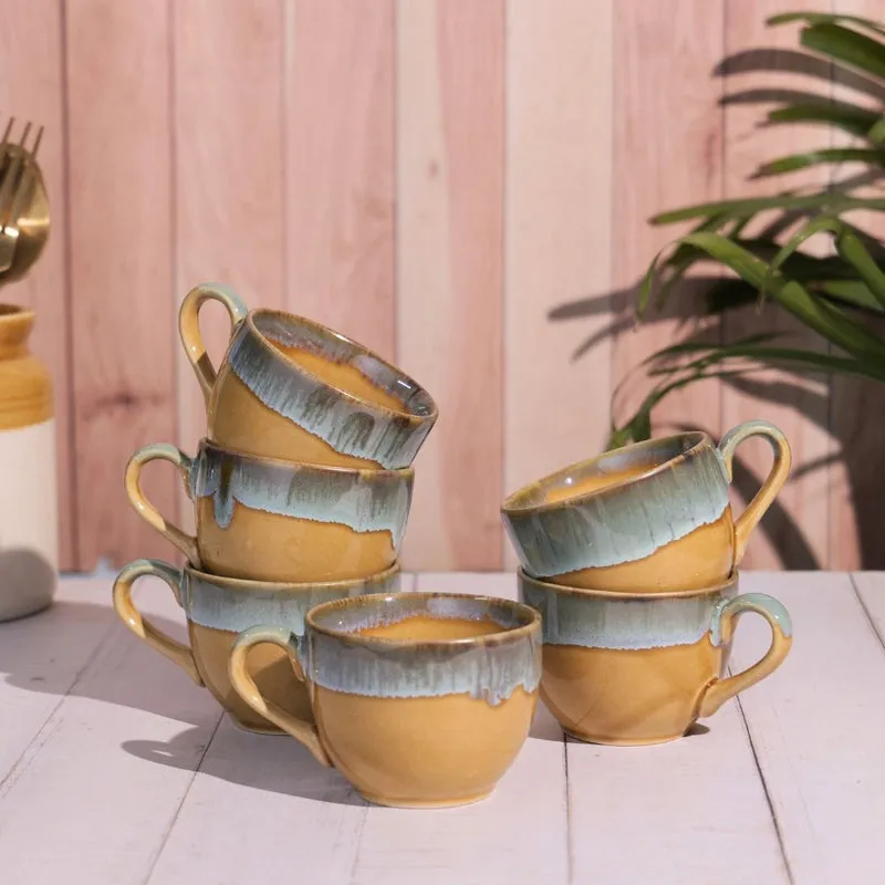 Porcelli Ceramic Tea Cup (125 mL Each) - Set of Six media 1