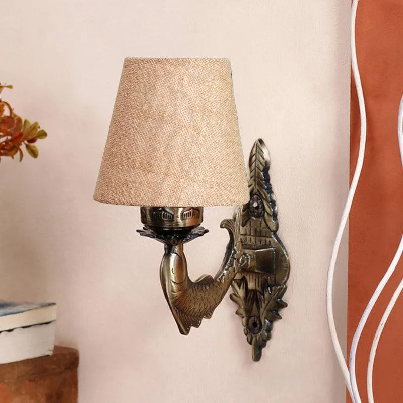 Ziada Stiva Conical Fabric & Metal Wall Lamp - Beige media 3
