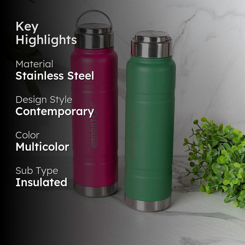 Velno Hot & Cold Thermos Water Bottle (Pink & Green, 750 mL Each) - Set Of Two media 2