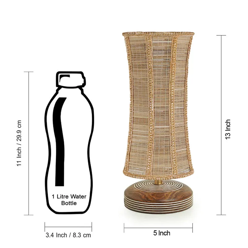 Savera Bamboo Reva Fabric Table Lamp - Beige,Brown media 8