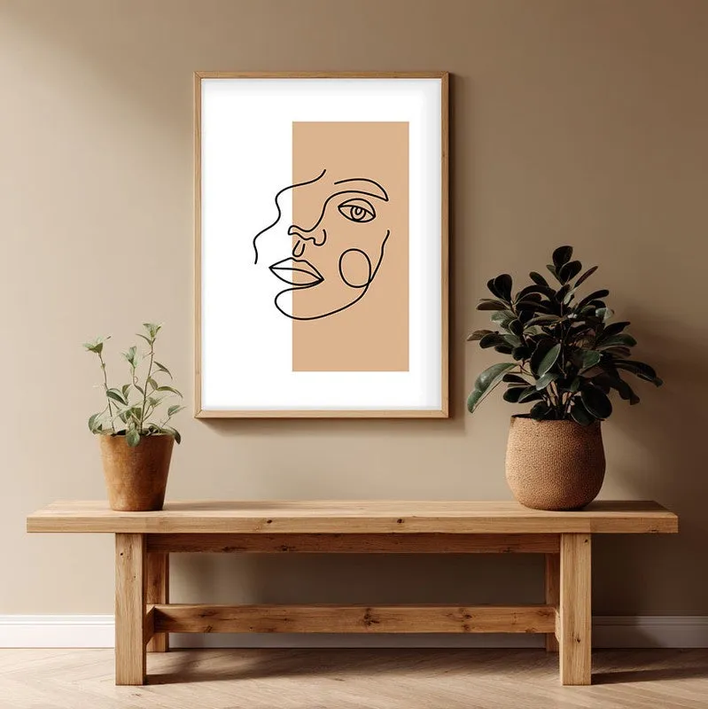 Bold Contours Canvas Wall Painting With Brown Frame media 1