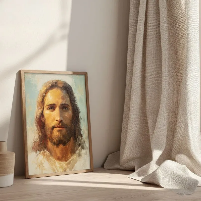 Ethereal Jesus Archival Paper Wall Painting With Brown Frame media 3