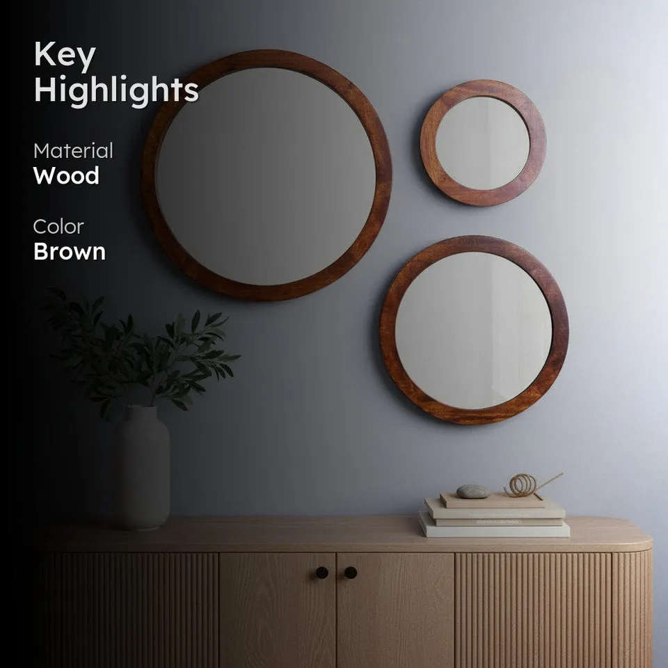 Satomi Wall Mirror (Brown) - Set Of Three media 3