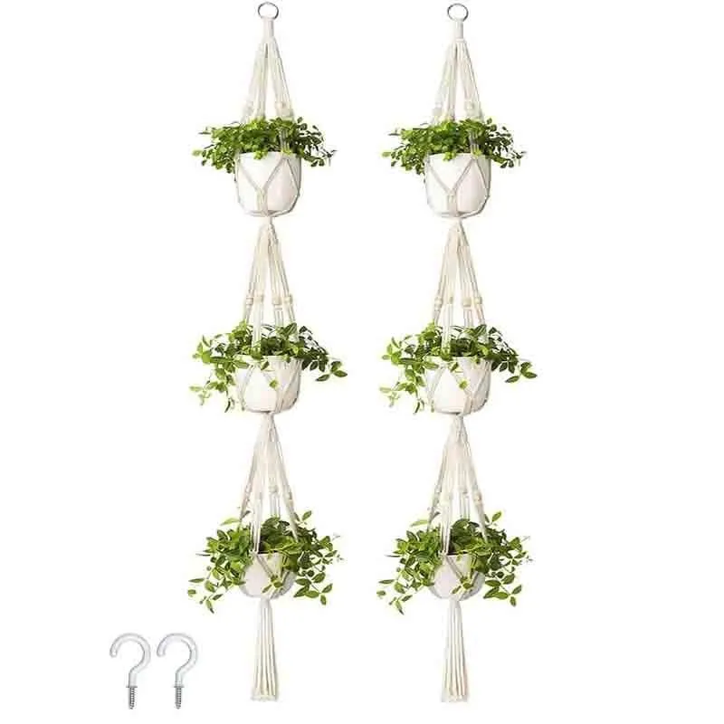 Sofia Macrame Plant Hanger - Set Of Two media 3