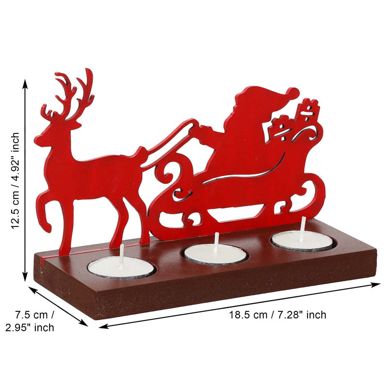 Sleigh Of Light Wood Christmas Tea Light Holder - Red media 8