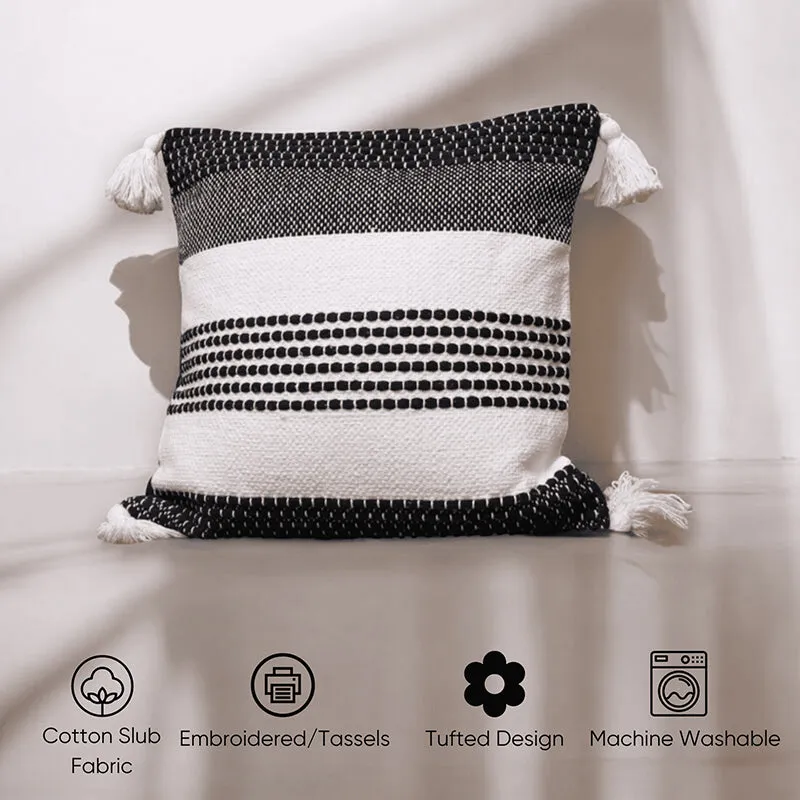 Tuft & Tumble Tufted Cushion Cover (Black & White) - Set Of Three media 3
