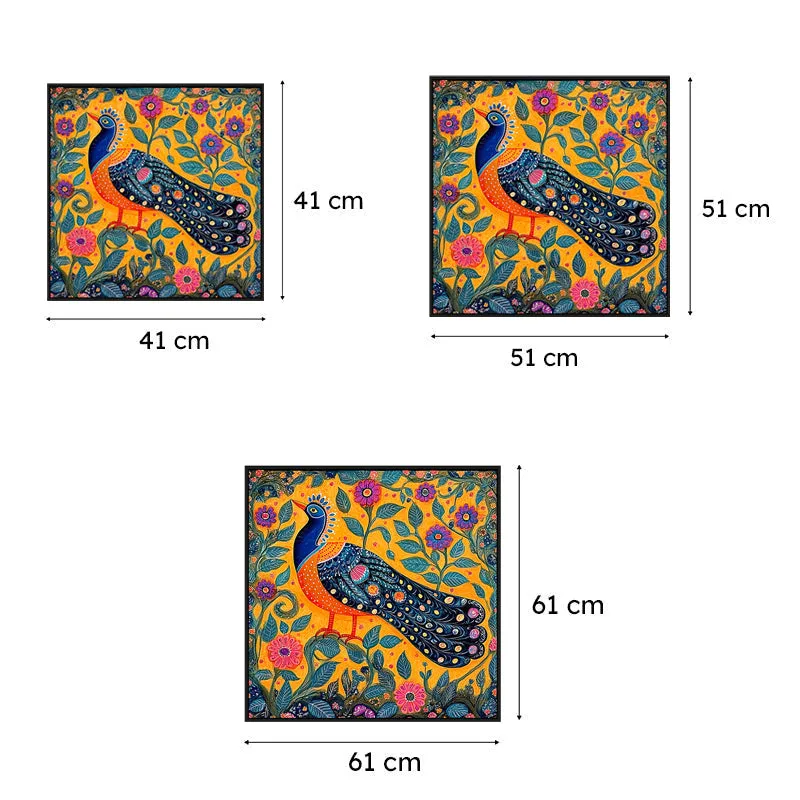 Mayura Trance Canvas Wall Painting With Frame - Black media 6