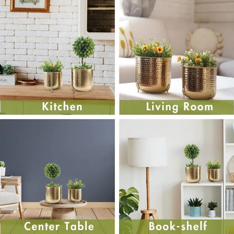 Finasa Metal Hammered Planter (Gold) - Set Of Two media 8