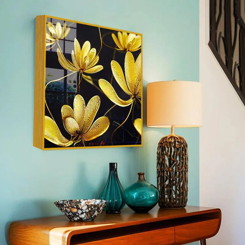 Midas' Garden Floral Canvas Wall Art With Frame - Gold media 4
