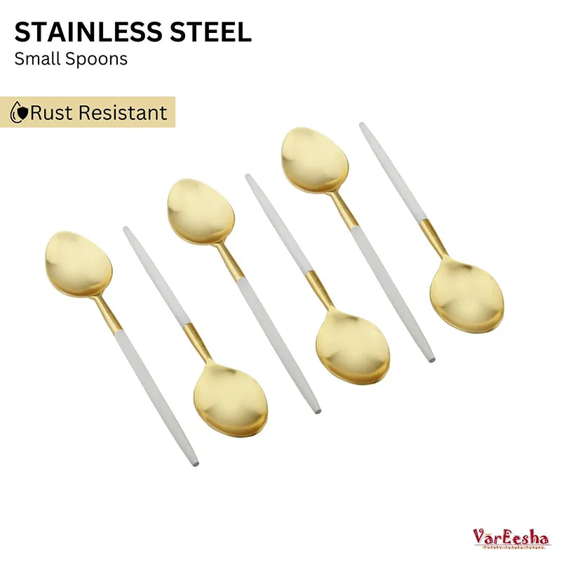 Stirling Stainless Steel Spoon Set (Gold & White) - Set Of Six media 5