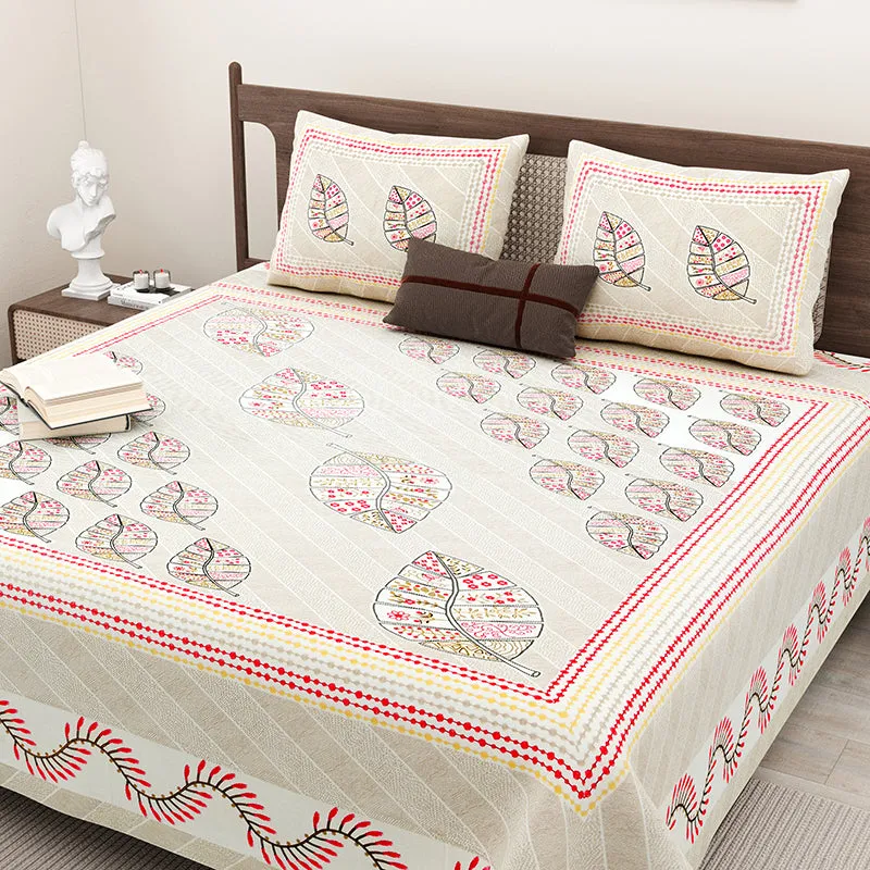 Anshika Ethnic Cotton Bedsheet (Pale Yellow) - 160 TC media 4
