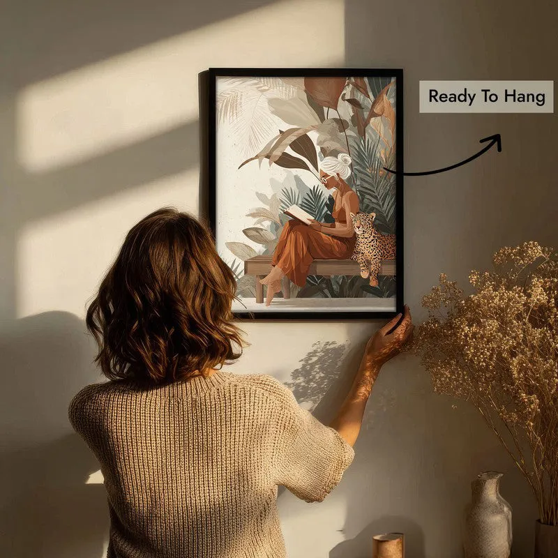 Wild Reading Canvas Wall Painting - Black Frame media 7