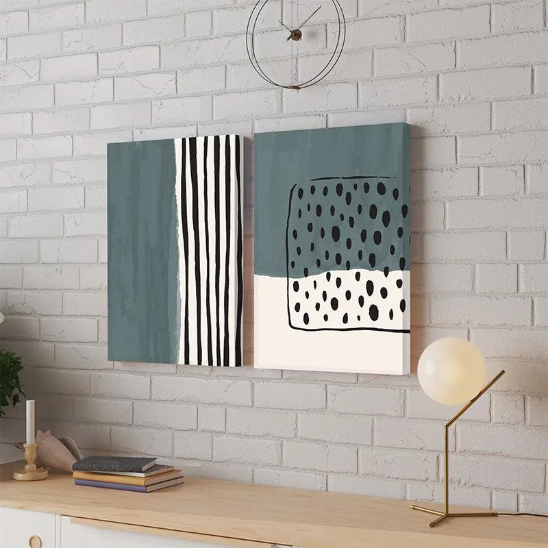 Agno Abstarct Canvas Wall Painting - Set Of Two media 1
