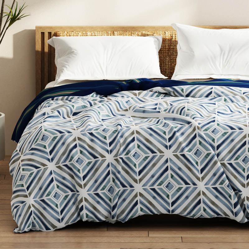 Elora Geometric Reversible Microfiber Comforter (Blue) - 150 GSM media 3