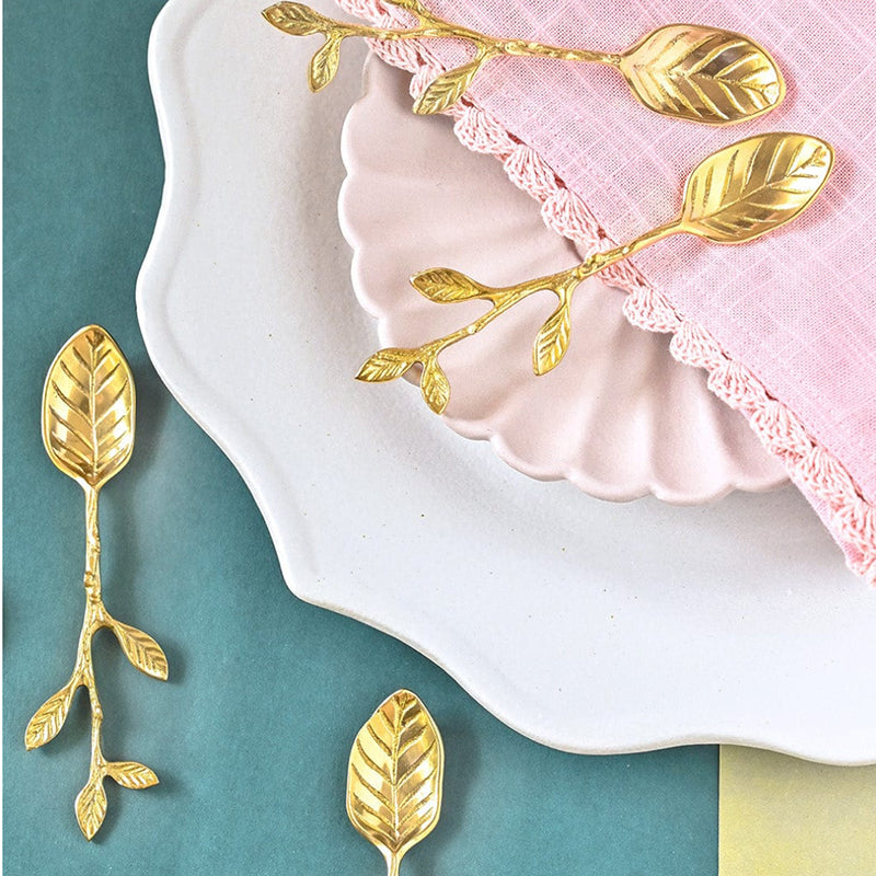 Folia Aurum Brass Dessert Spoon - Set Of Six media 3