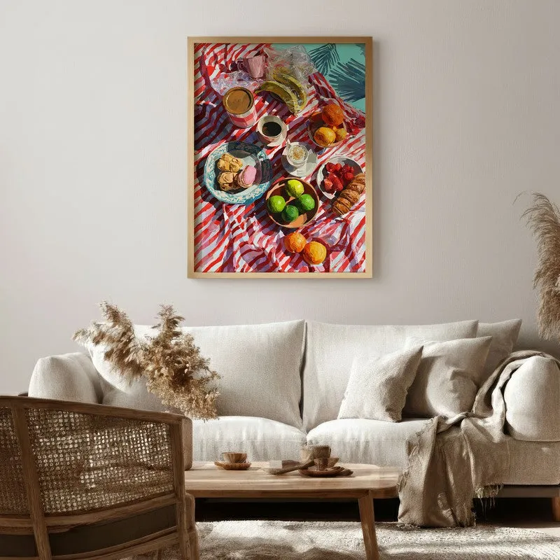 Berry Brunchscape Canvas Wall Painting - Brown Frame media 1