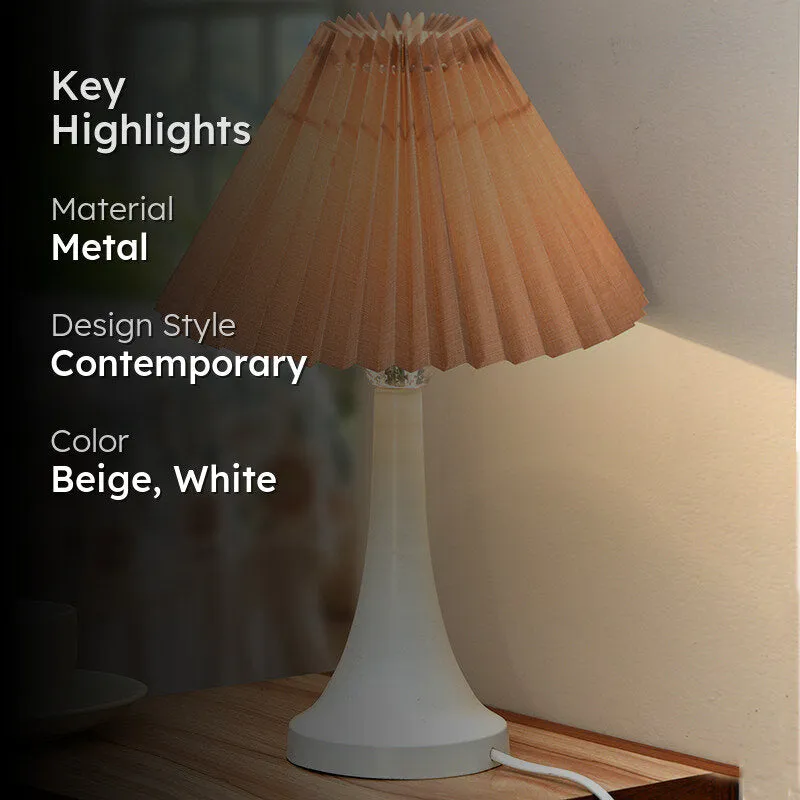 Aneiro French Pleat Metal Table Lamp - Beige,White media 2