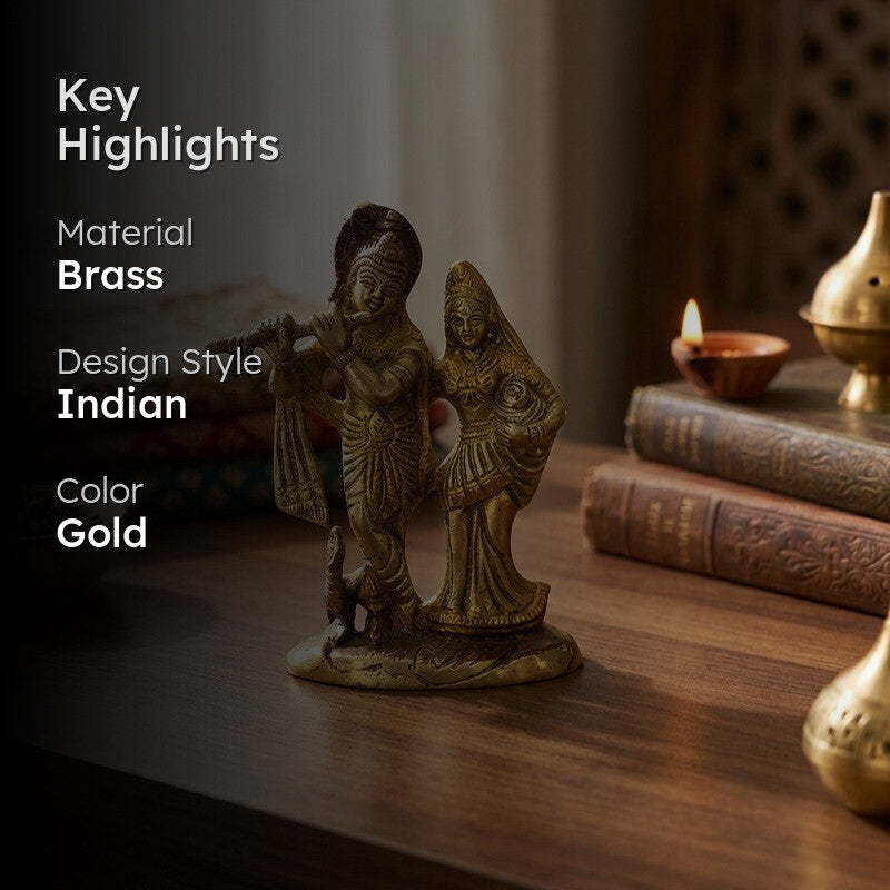 Sri Radha Krishna Divine Brass Idol media 2