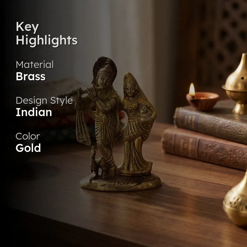 Sri Radha Krishna Divine Brass Idol media 2