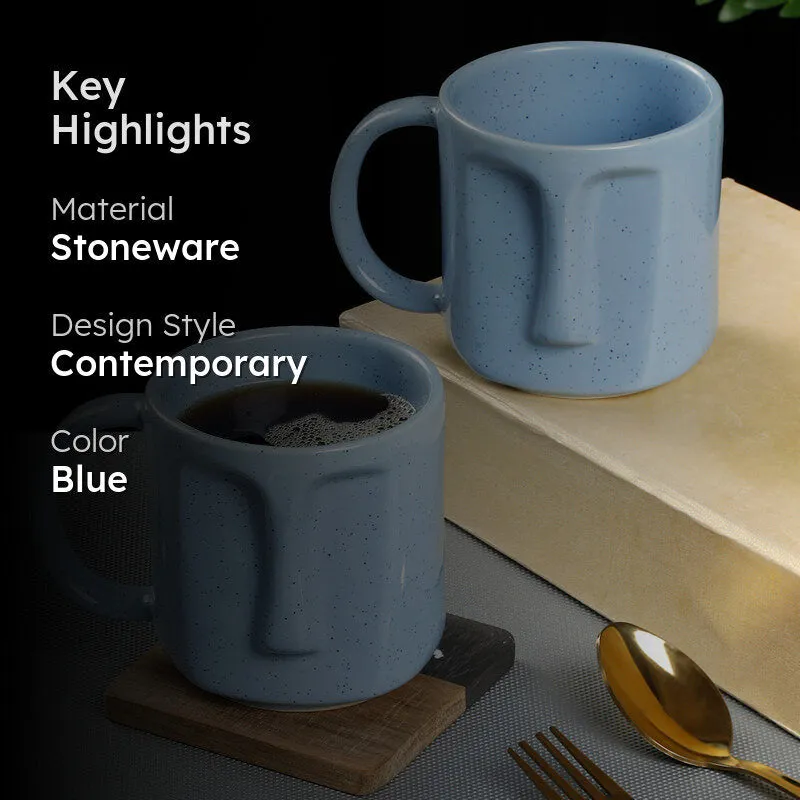 Cuppa Stoneware Coffee Mug (420 mL Each,Light Blue) - Set Of Two - 2