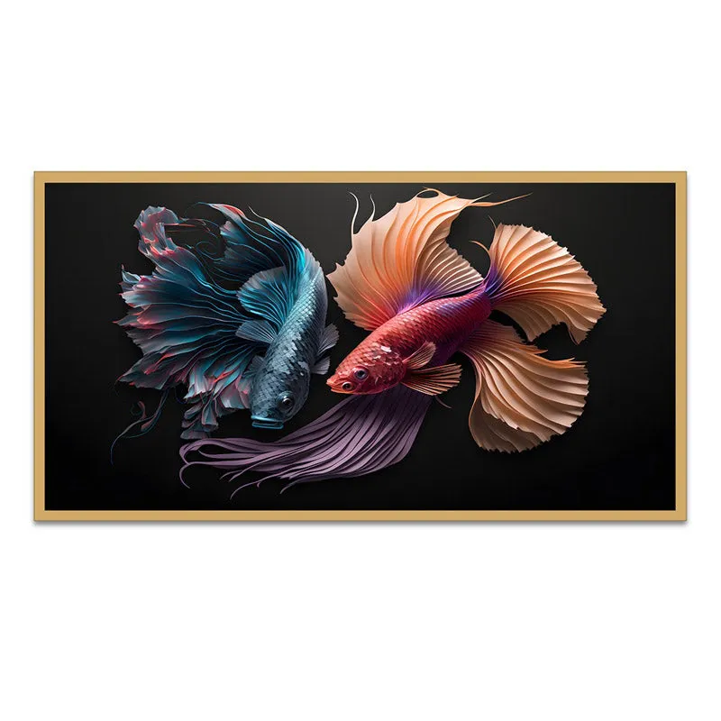 Chroma Fins Wall Painting With Frame media 5