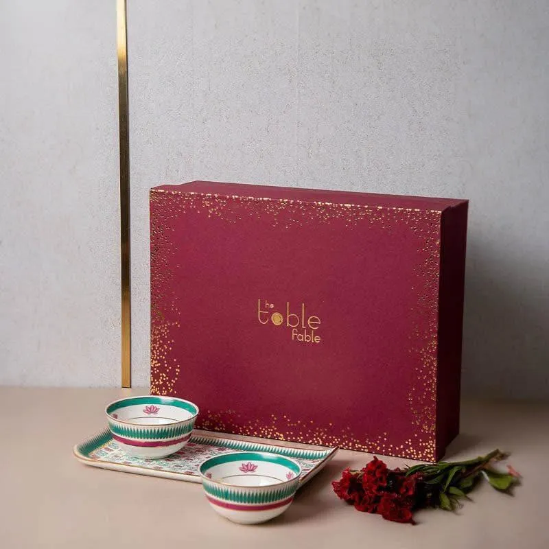 Aafreen Bowl & Tray Gift Box - Set of Three media 1