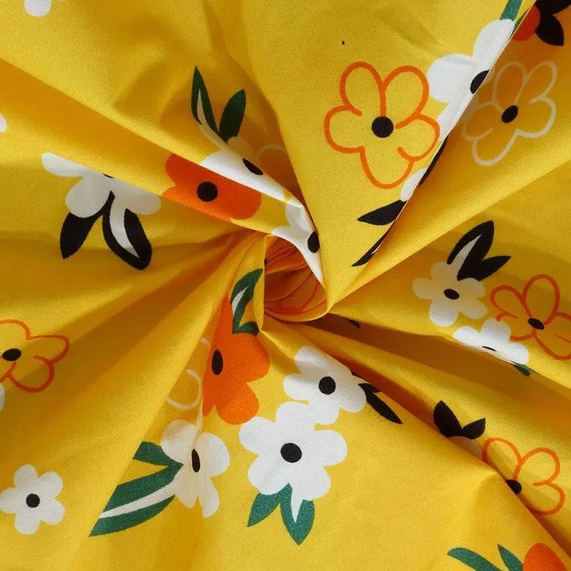 Mustard Floral Fitted Bedsheet - 150 GSM media 3