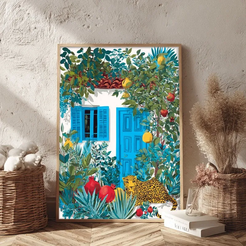 Floravista Botanical Blue Cottage Canvas Wall Painting With Brown Frame media 3