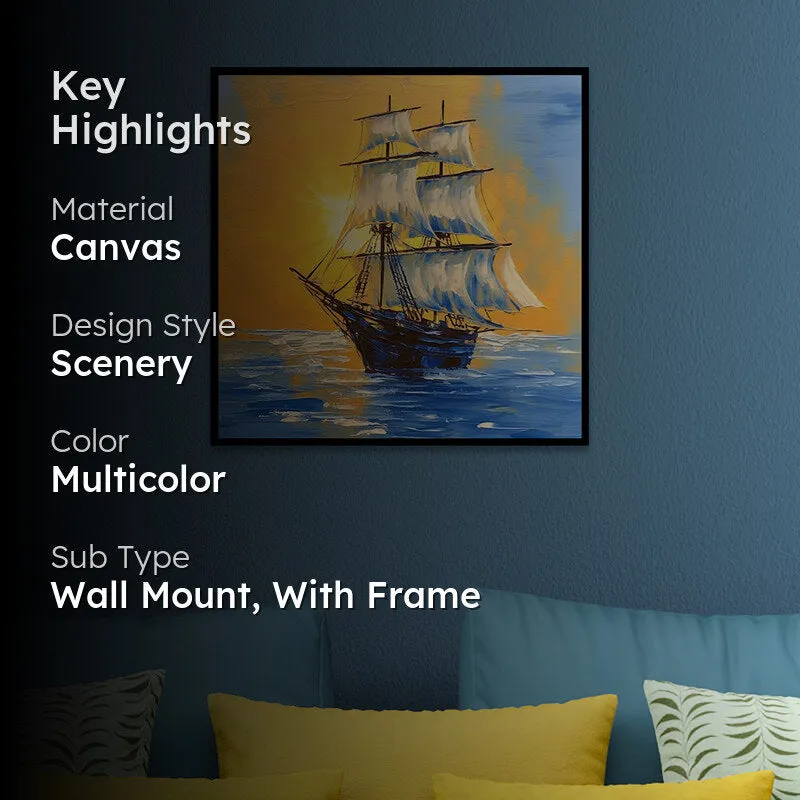 Ships Of Sea Canvas Wall Art With Frame media 2