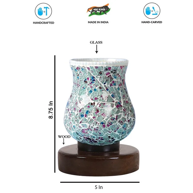 Pristar Mosaic Glass Table Lamp With Wooden Base - Multicolor media 8