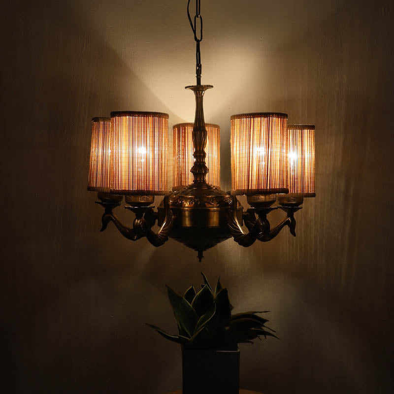 Sikha Cylindrical Golden Antique Ceiling Lamp