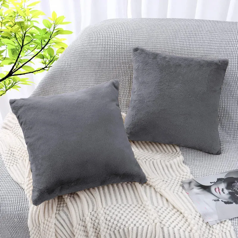 Fur Dual Cushion Cover Set (Light Grey) - Set Of Two media 3