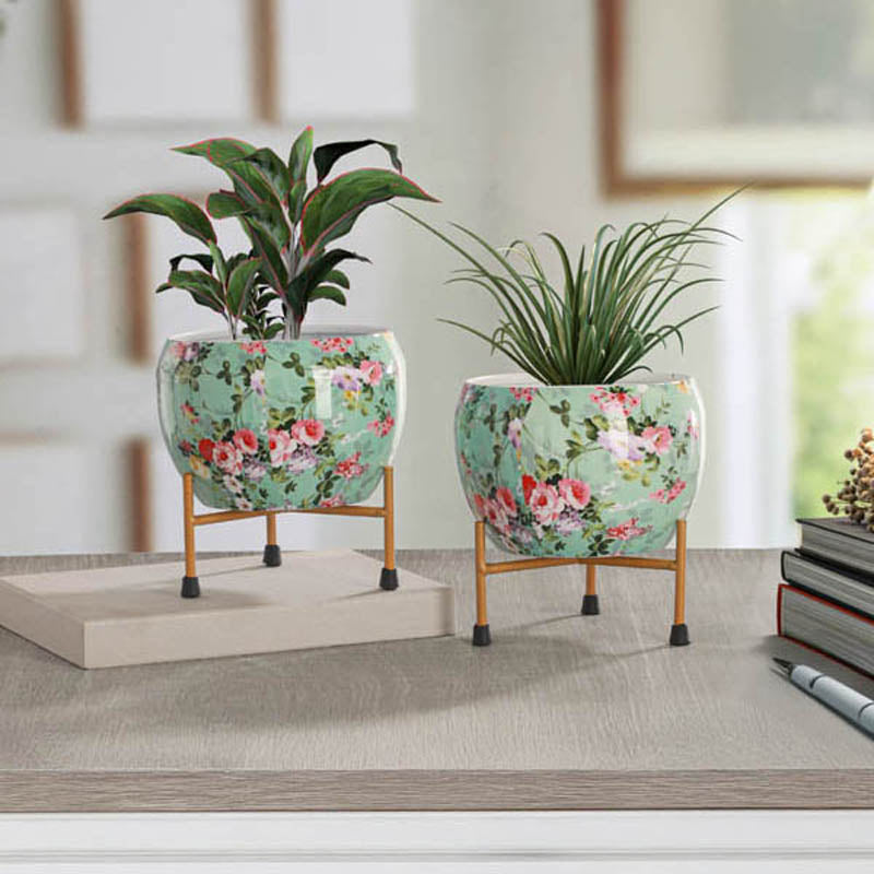 Aglo Bloom Handcrafted Planter With Stand - Four Piece Set media 13
